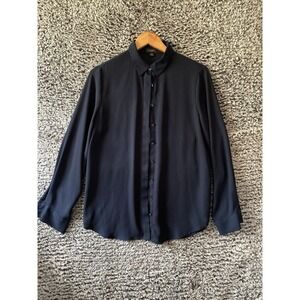 Ann Taylor Factory Women Navy Blue Long Sleeve Button-Down Shirt Medium